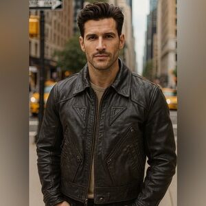 Vintage Ralph Lauren Leather Jacket Rugged Motorcycle Large